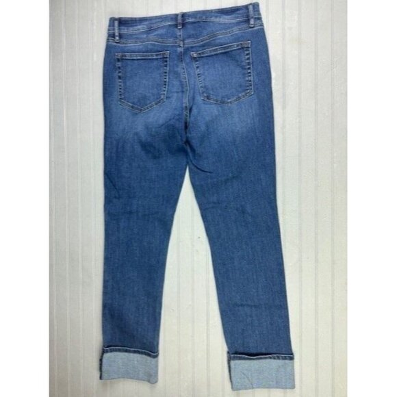 Loft Size 4 Womens Jeans High Rise Straight Mid Rise Stretch Crop Cuff - Picture 3 of 5